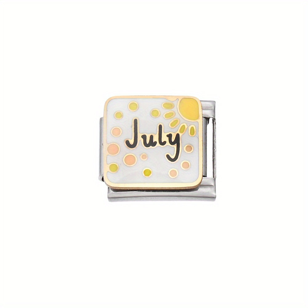 1pc 9x10mm Stainless Steel Month Theme Module Bead