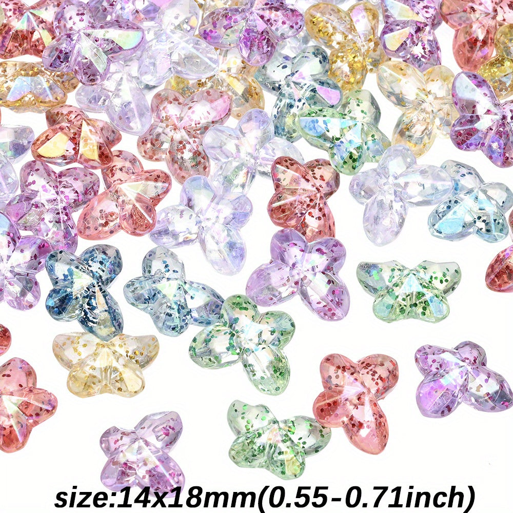 9x14mm AB Glitter Geometric Heart Star Flower Acrylic Beads