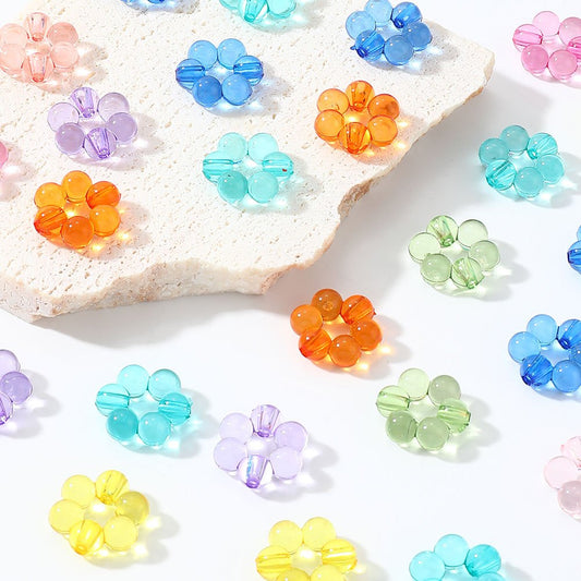 50pcs 17x16mm Transparent Flower Acrylic Beads