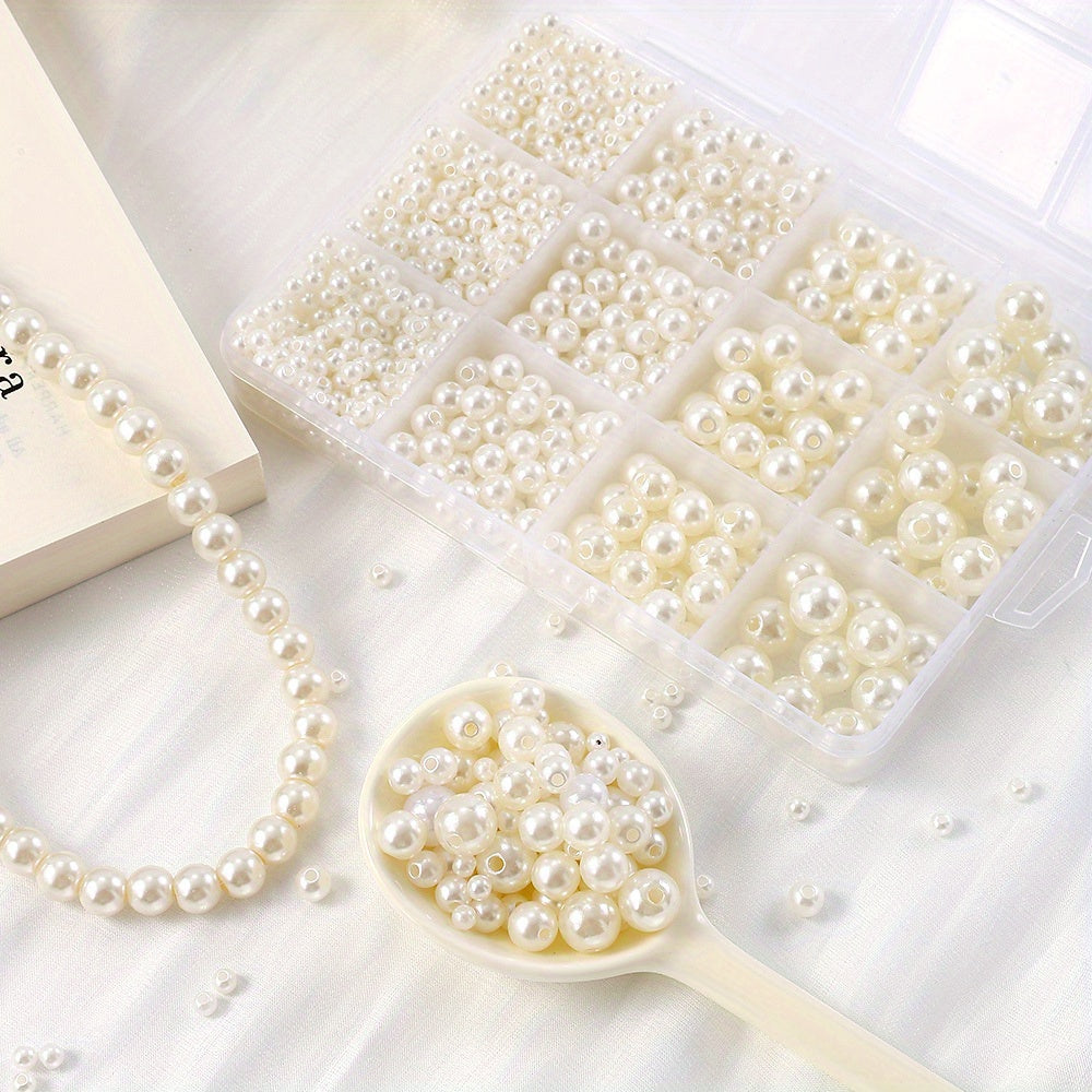 1100pcs 4/6/8/10mm Acrylic Faux Pearl Beads Kit