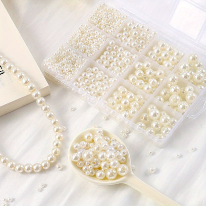 1100pcs 4/6/8/10mm Acrylic Faux Pearl Beads Kit