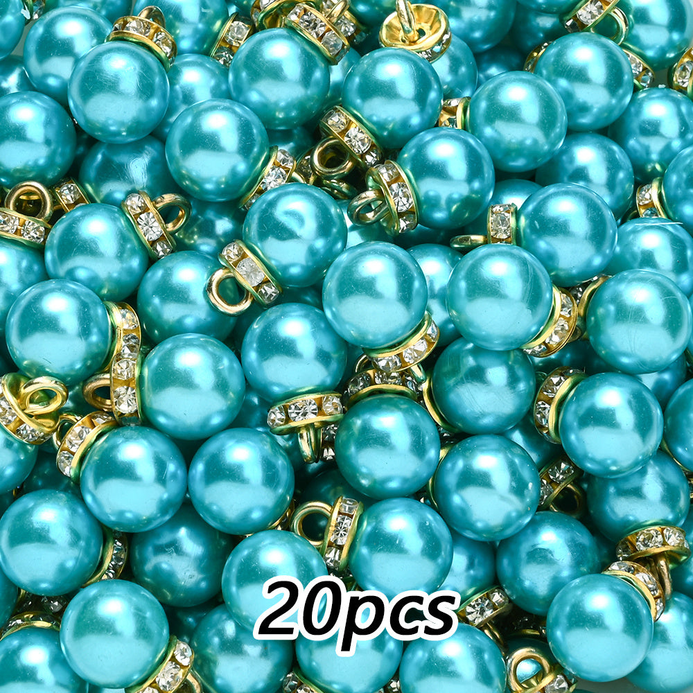 20pcs 10x15mm Multicolor Imitation Pearl Ball Charms