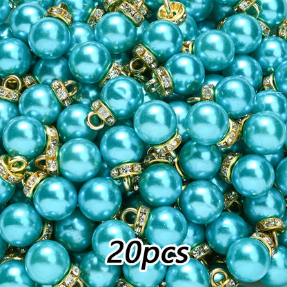 20pcs 10x15mm Multicolor Imitation Pearl Ball Charms