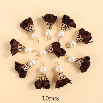10pcs Colorful Petal Tassel Charm Pendants