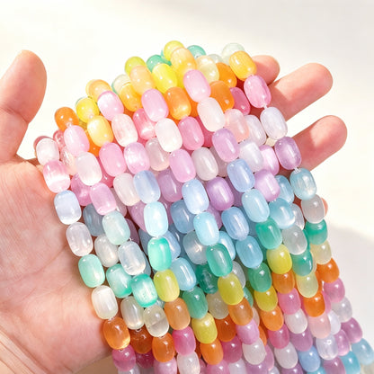 8 × 12mm Rainbow Cat Eye Stone Spacer Beads