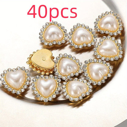 White Imitation Pearl Flatback Oval Heart Beads