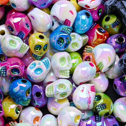 Halloween AB Shiny Skull Beads