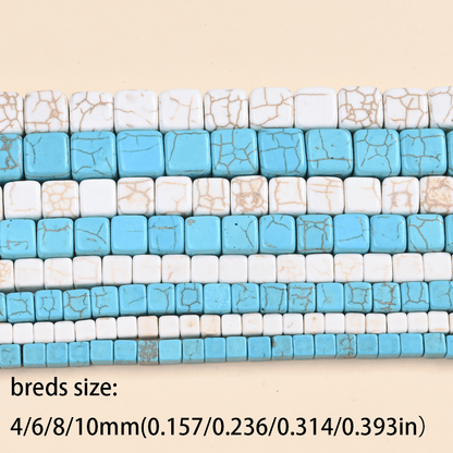 Natural Turquoise Faceted Cube Stone Beads