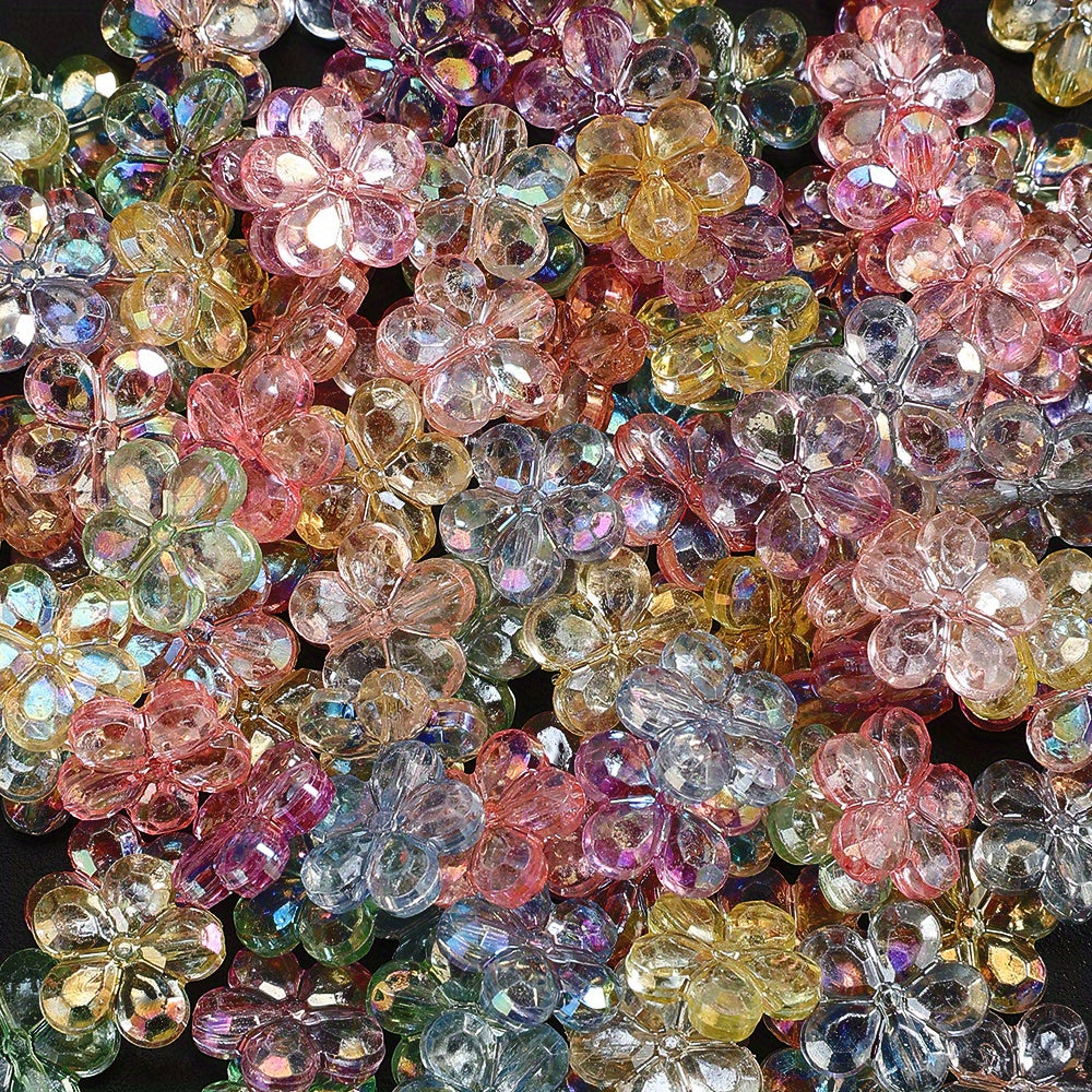 AB Mixed Color Transparent Acrylic Flower Beads