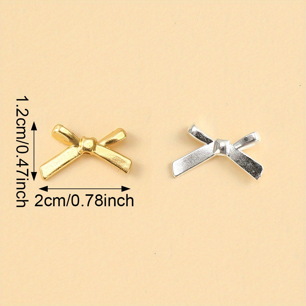 20pcs 12x20mm Bow Alloy Spacer Pendant Beads