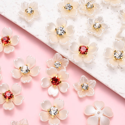 30pcs Beige Flower Flatback Petal Beads
