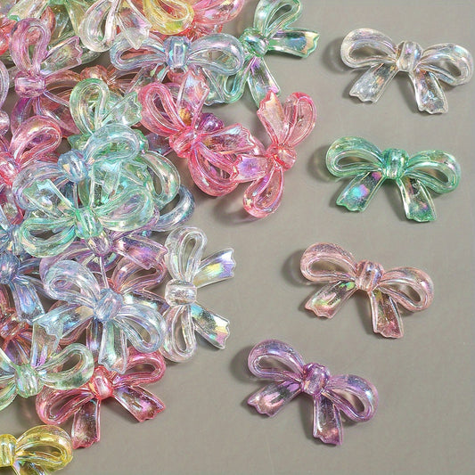50pcs 22x29mm AB Color Hollow Bow Acrylic Beads