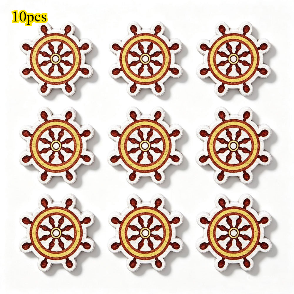 Marine-Themed Wooden Beads