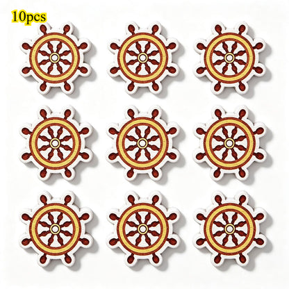 Marine-Themed Wooden Beads