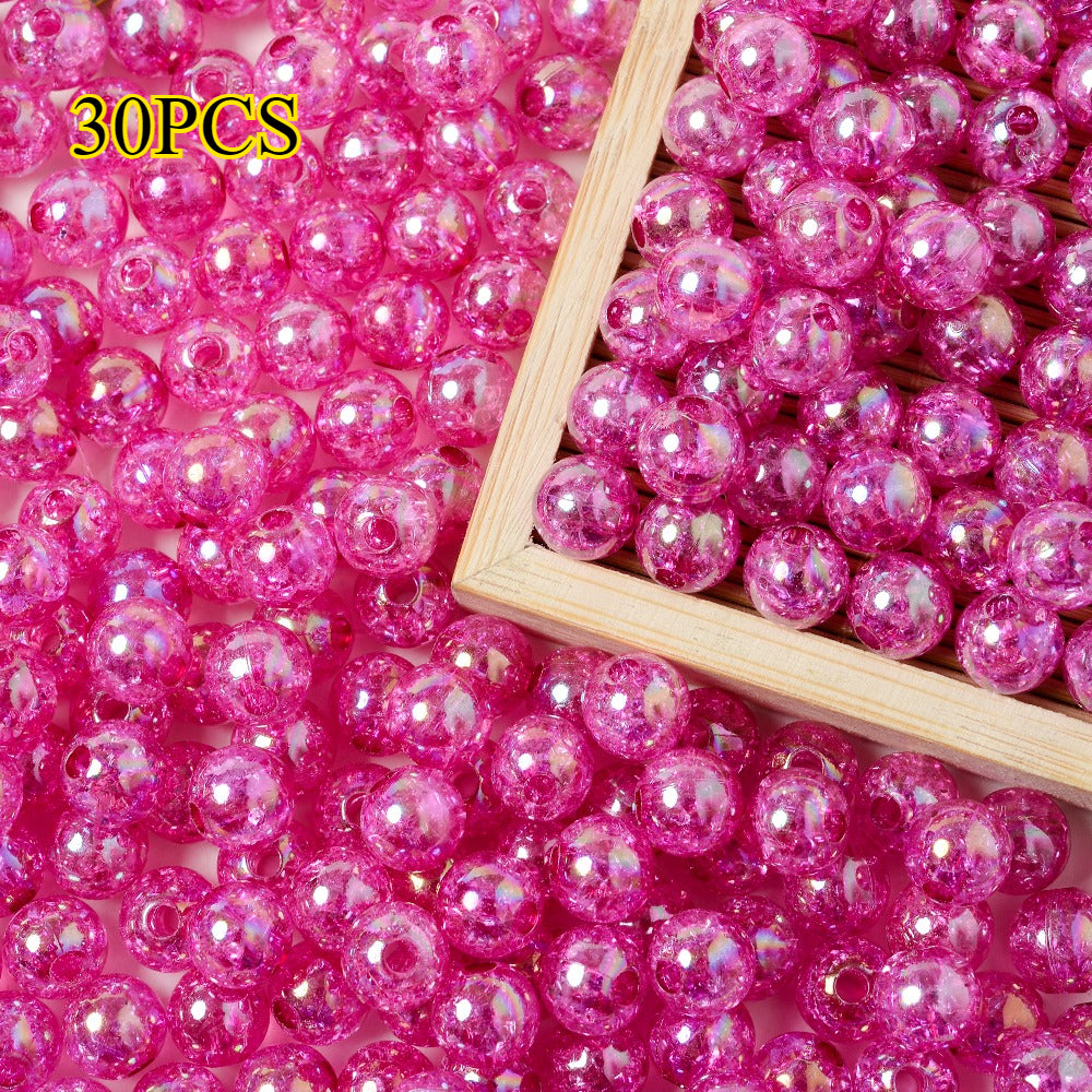 30pcs 10mm Colorful Crackle Acrylic Beads