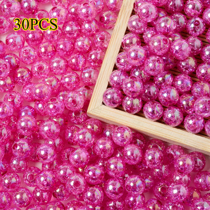 30pcs 10mm Colorful Crackle Acrylic Beads