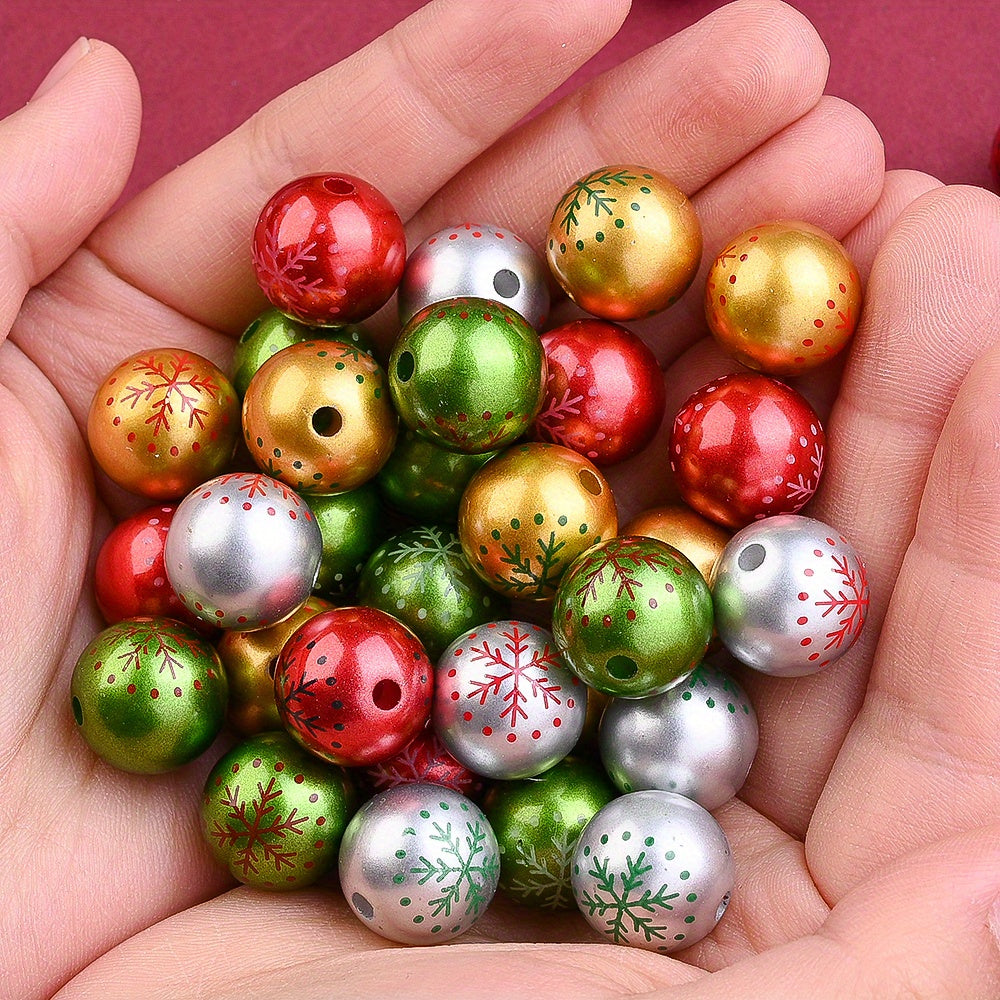 10pcs/set Christmas Snowflake Print Focal Beads