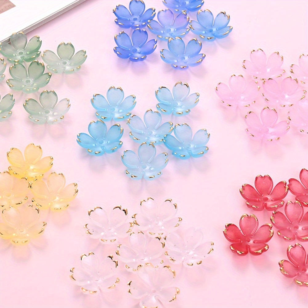 Multicolor Sakura Spacer Beads with Golden Edge