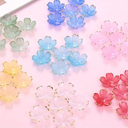 Multicolor Sakura Spacer Beads with Golden Edge