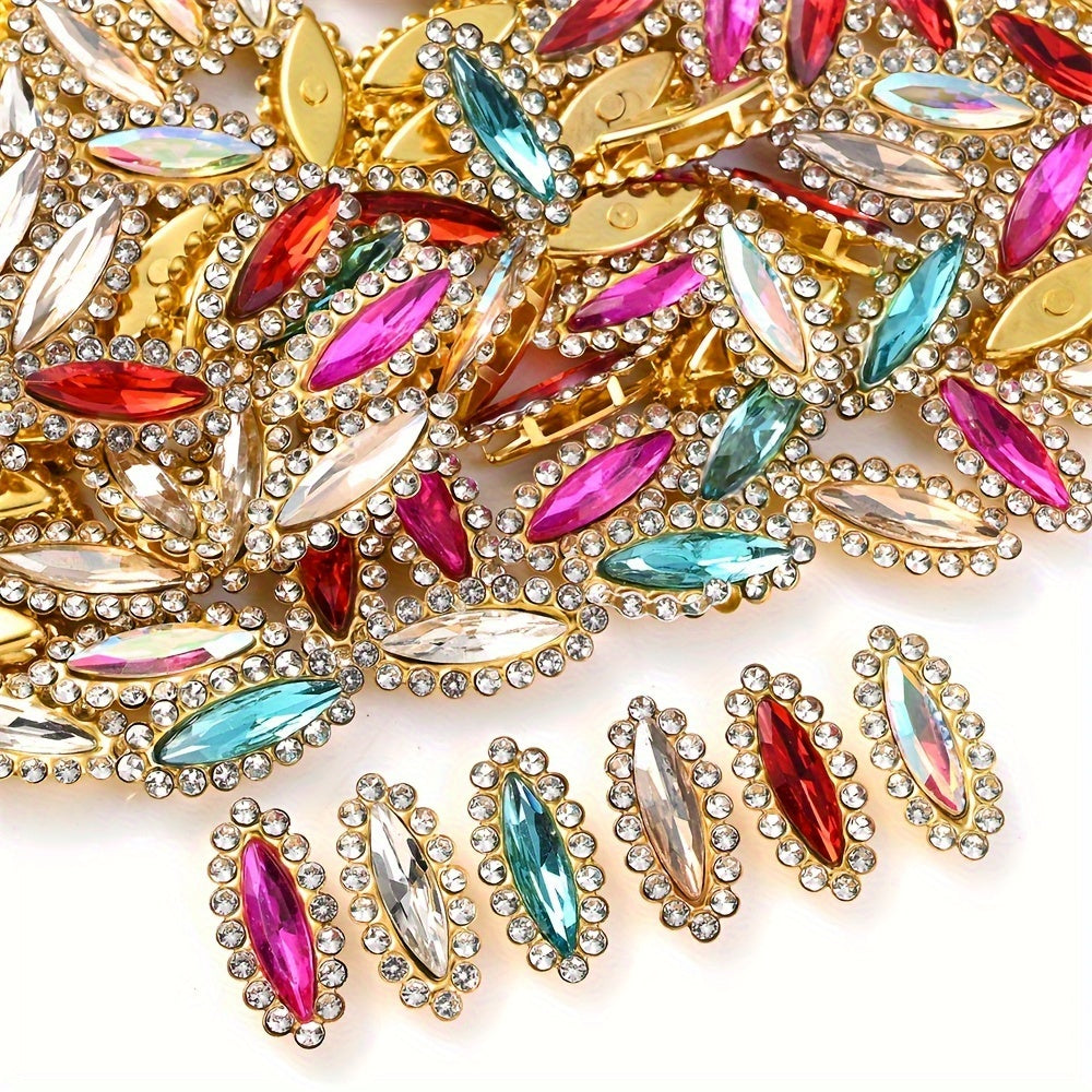 10pcs 9x20mm Oval Rhinestone Beads