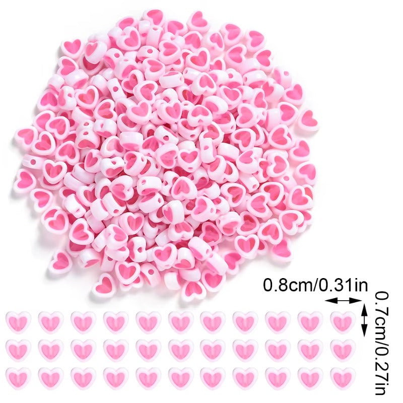 100pcs/set 7x8mm Pink Peach Gradient Heart Acrylic Beads