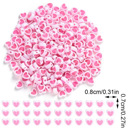 100pcs/set 7x8mm Pink Peach Gradient Heart Acrylic Beads