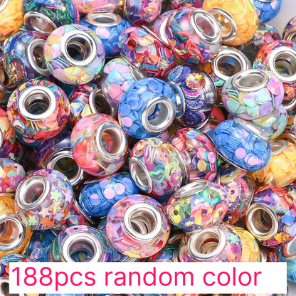 188pcs Sparkling Acrylic Large Hole Spacer Beads