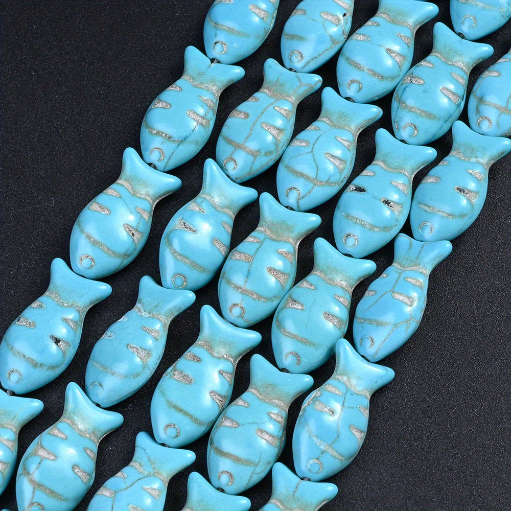 12×23mm Turquoise Blue Fish Stone Beads