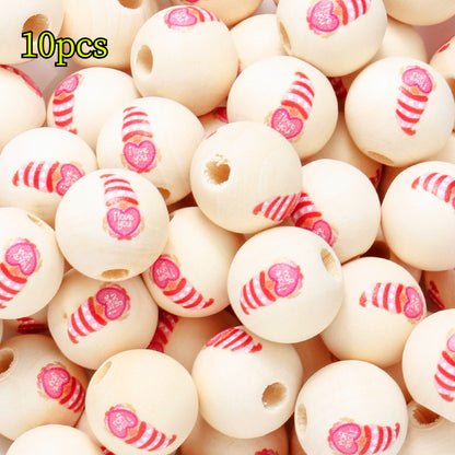 Valentine’s Day Printed Wooden Beads