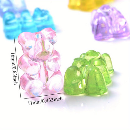 200pcs 11x16mm Transparent Mix Color Bear Acrylic Beads