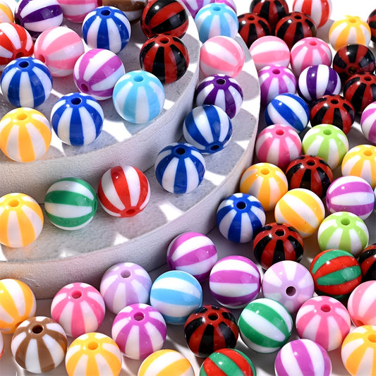 10pcs Colorful Candy Pattern Acrylic Beads
