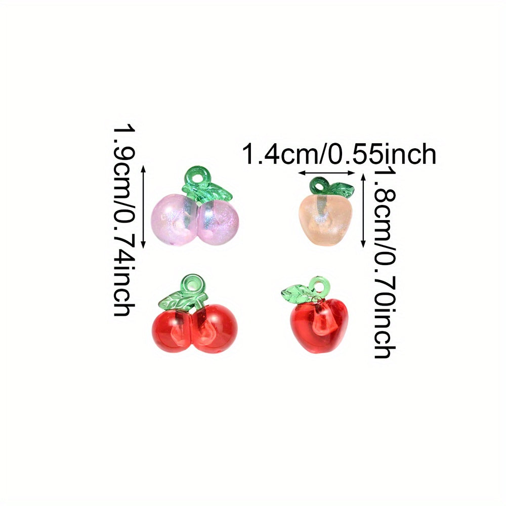 10pcs Cherry Apple Shape Acrylic Charm Beads