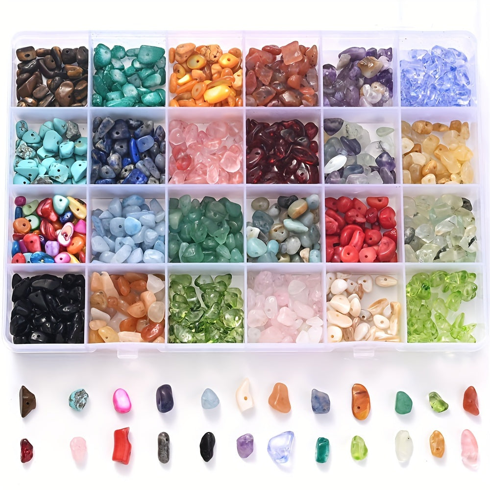1200-Piece 24-Style Chip Gemstone Beads