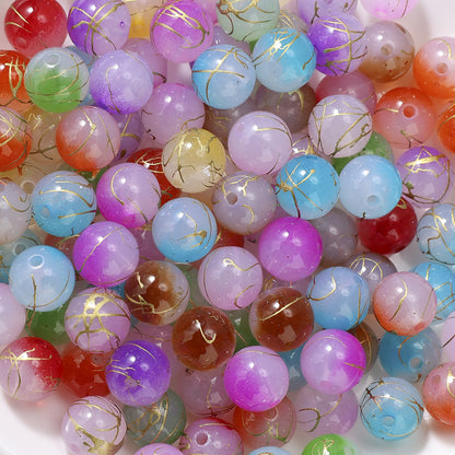 10/20/30/50/100pcs Gold Thread Pattern Acrylic Beads