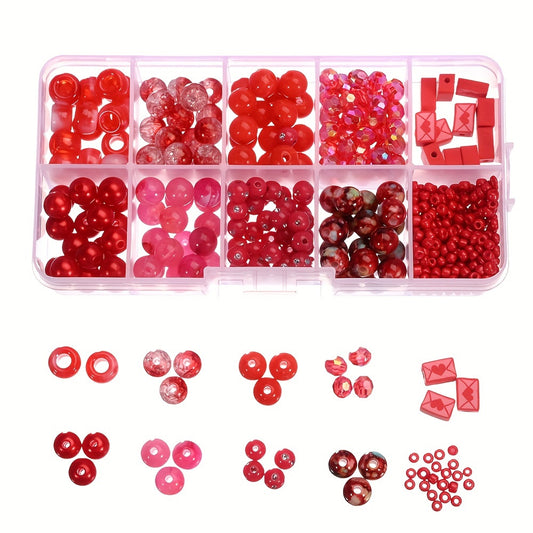 535pcs Red Acrylic Beads Set