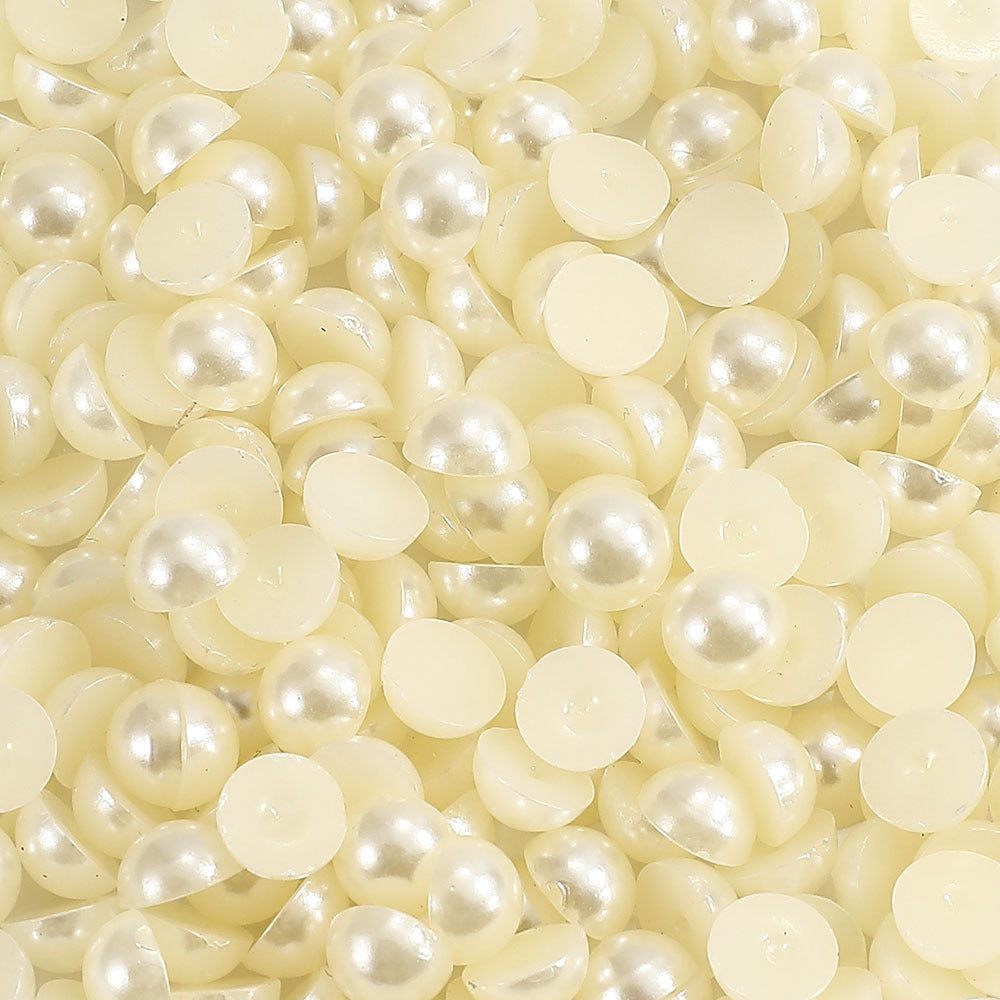 1000pcs Semi Circular Resin Pearl Beads