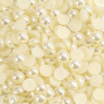 1000pcs Semi Circular Resin Pearl Beads