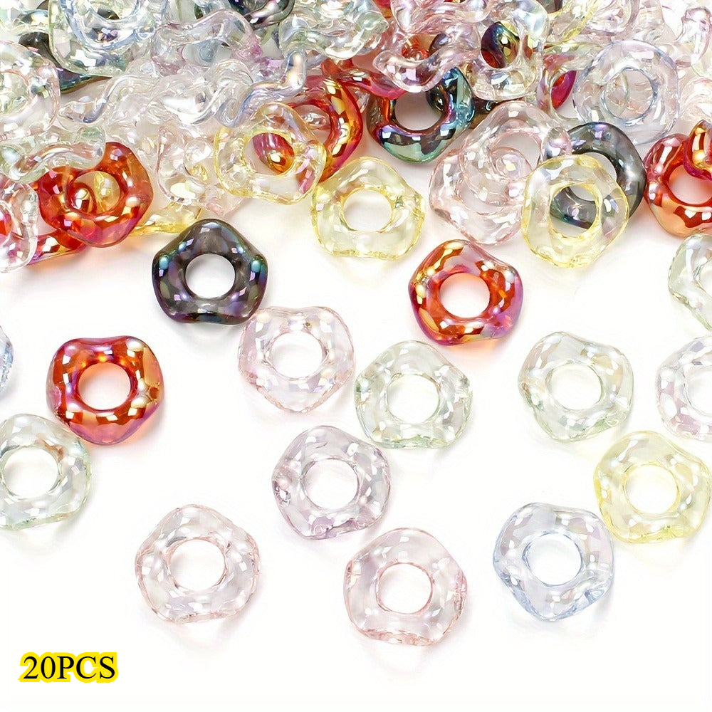 20pcs 16mm Shiny Acrylic Wave Ring Beads