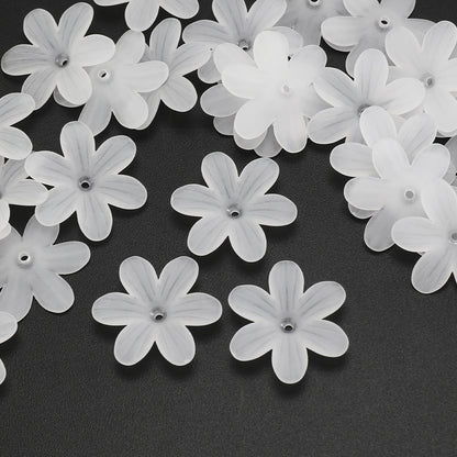 White Frosted Flower Acrylic Beads