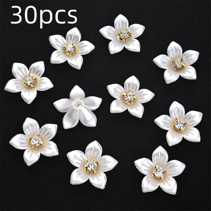 White Flower Rhinestone Flatback Beads