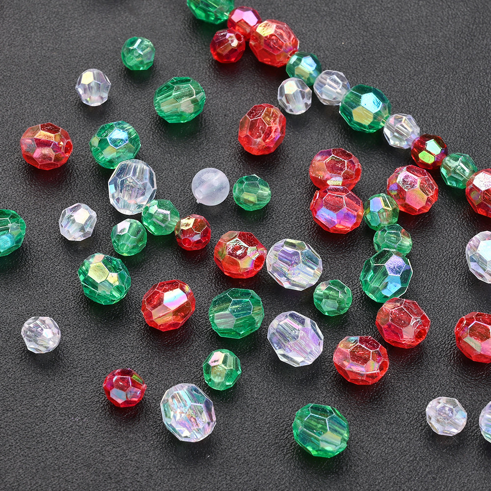 Christmas Pattern Mixed Color Acrylic Cube Spacer Beads