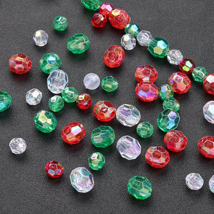 Christmas Pattern Mixed Color Acrylic Cube Spacer Beads
