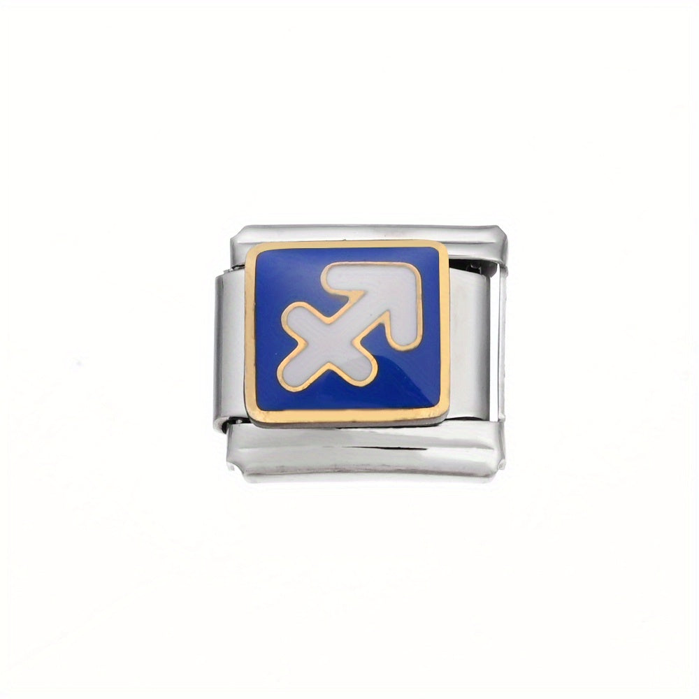 1pc 9x10mm Stainless Steel Zodiac Sign Module Bead