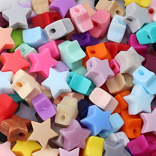 10pcs/set Multicolor Star Silicone Focal Beads
