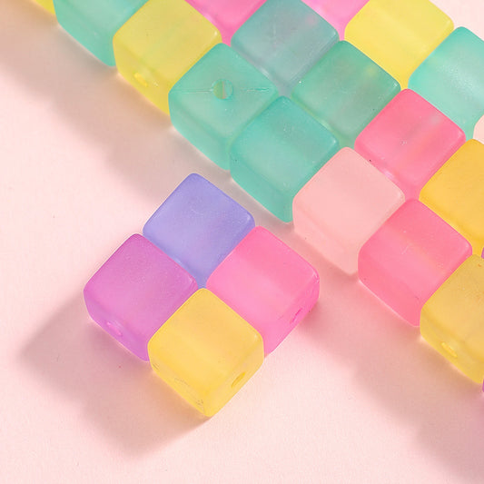 20pcs/lot Frosted Candy Color Acrylic Square Beads
