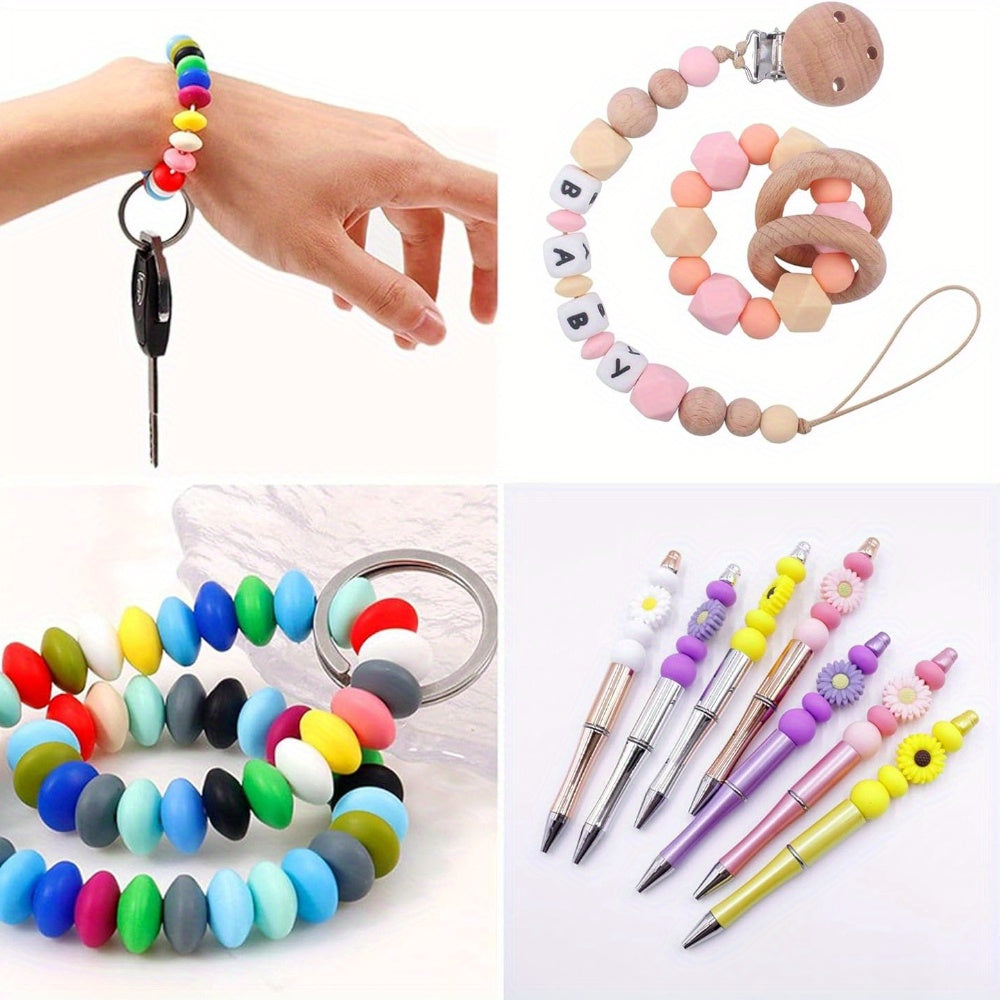 Assorted Silicone Lentil Abacus Focal Beads