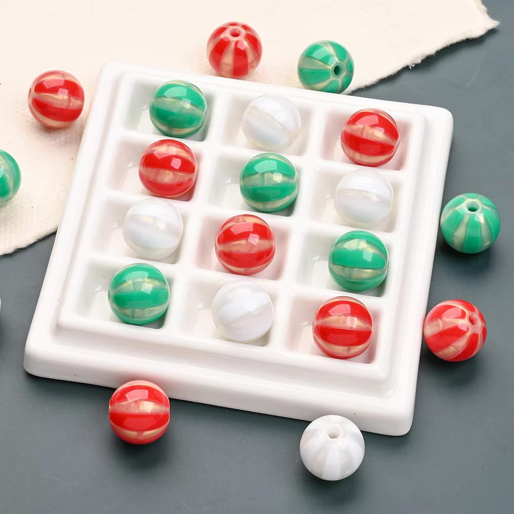 16mm 3D Christmas Pumpkin Acrylic Beads, 10pcs