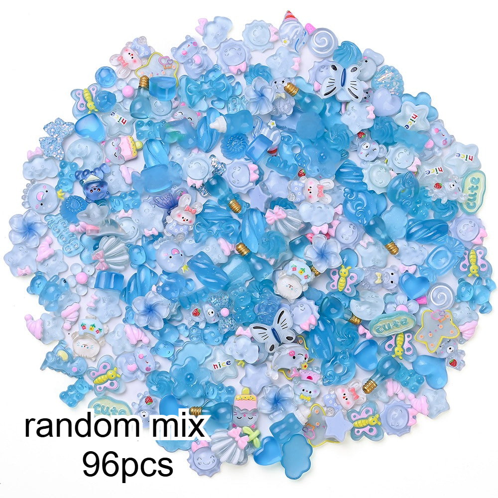 96pcs Rainbow Theme Acrylic Flatback Beads