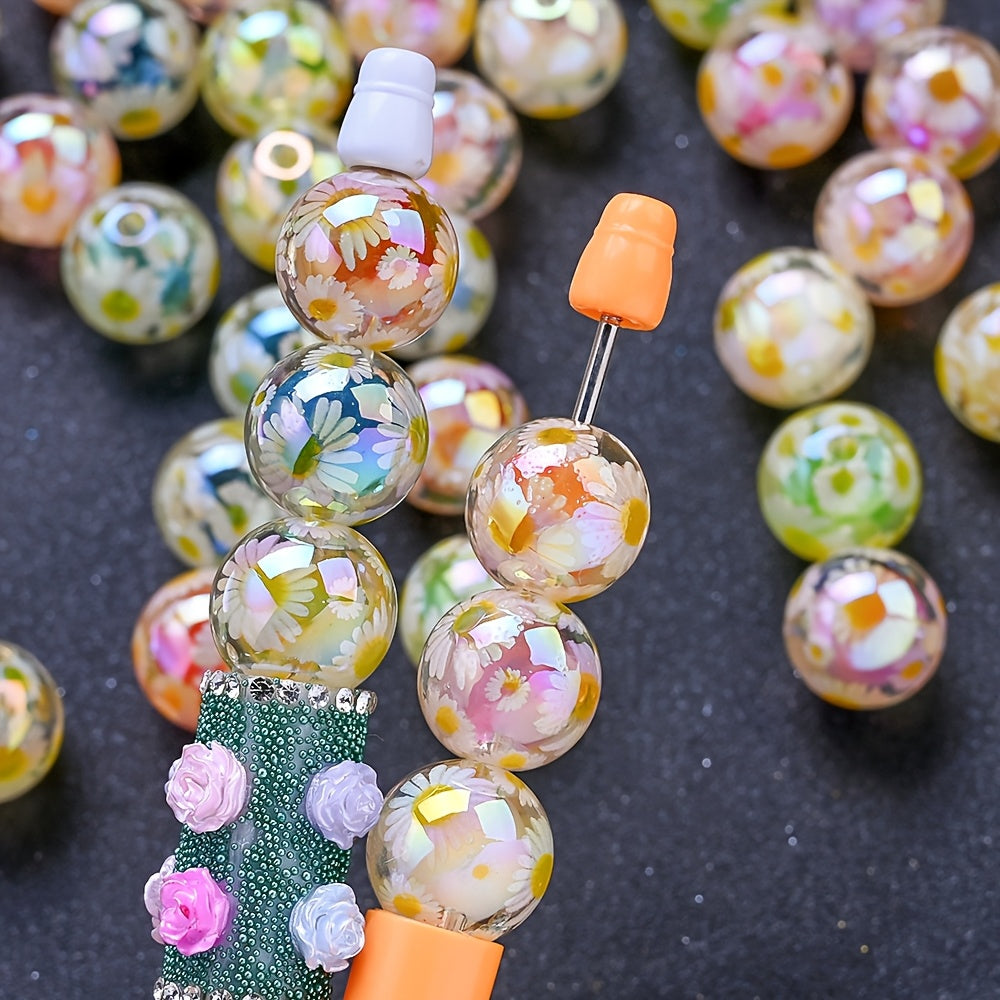 16mm Shiny Daisy Acrylic Flower Beads