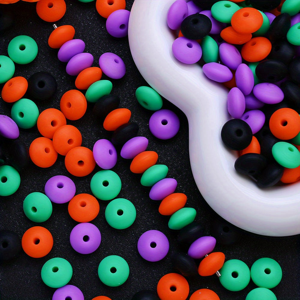 Halloween Oval Silicone Abacus Beads